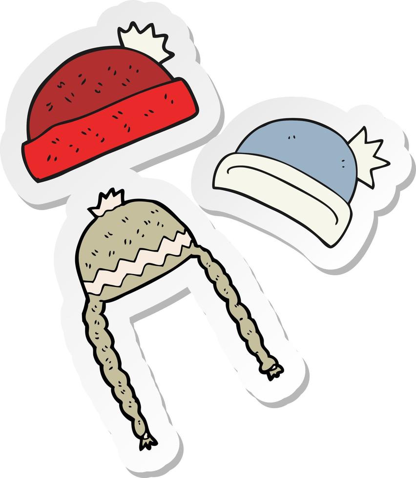 sticker of a cartoon winter hats vector