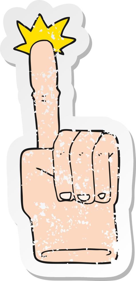 retro distressed sticker of a cartoon pointing hand vector