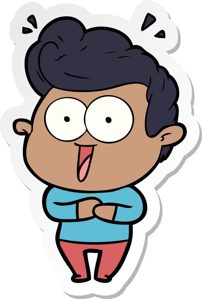 sticker of a cartoon excited man vector