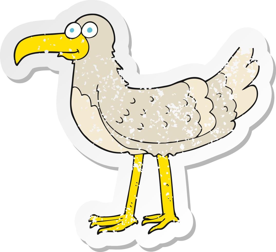 retro distressed sticker of a cartoon seagull vector