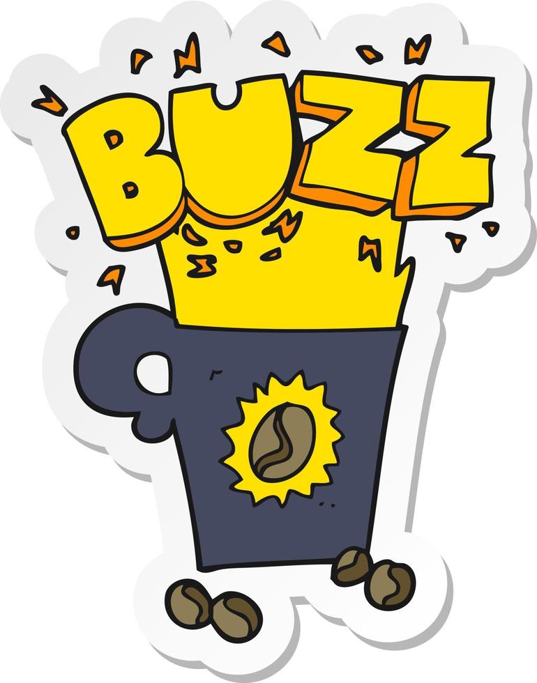 sticker of a cartoon crazy powerful coffee vector