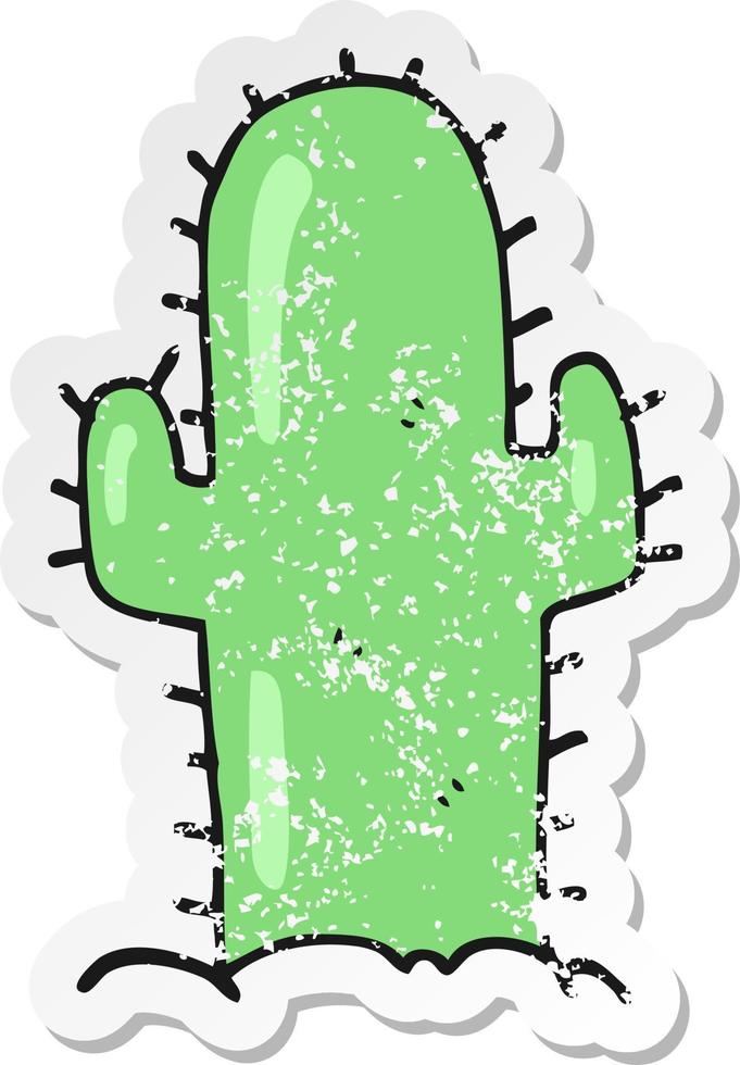 pegatina retro angustiada de un cactus de dibujos animados vector