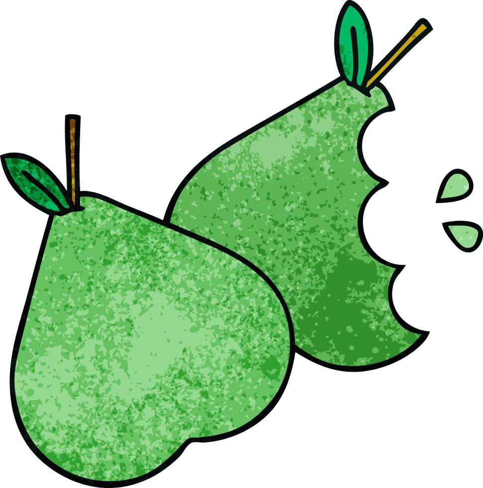 retro grunge texture cartoon green pear vector