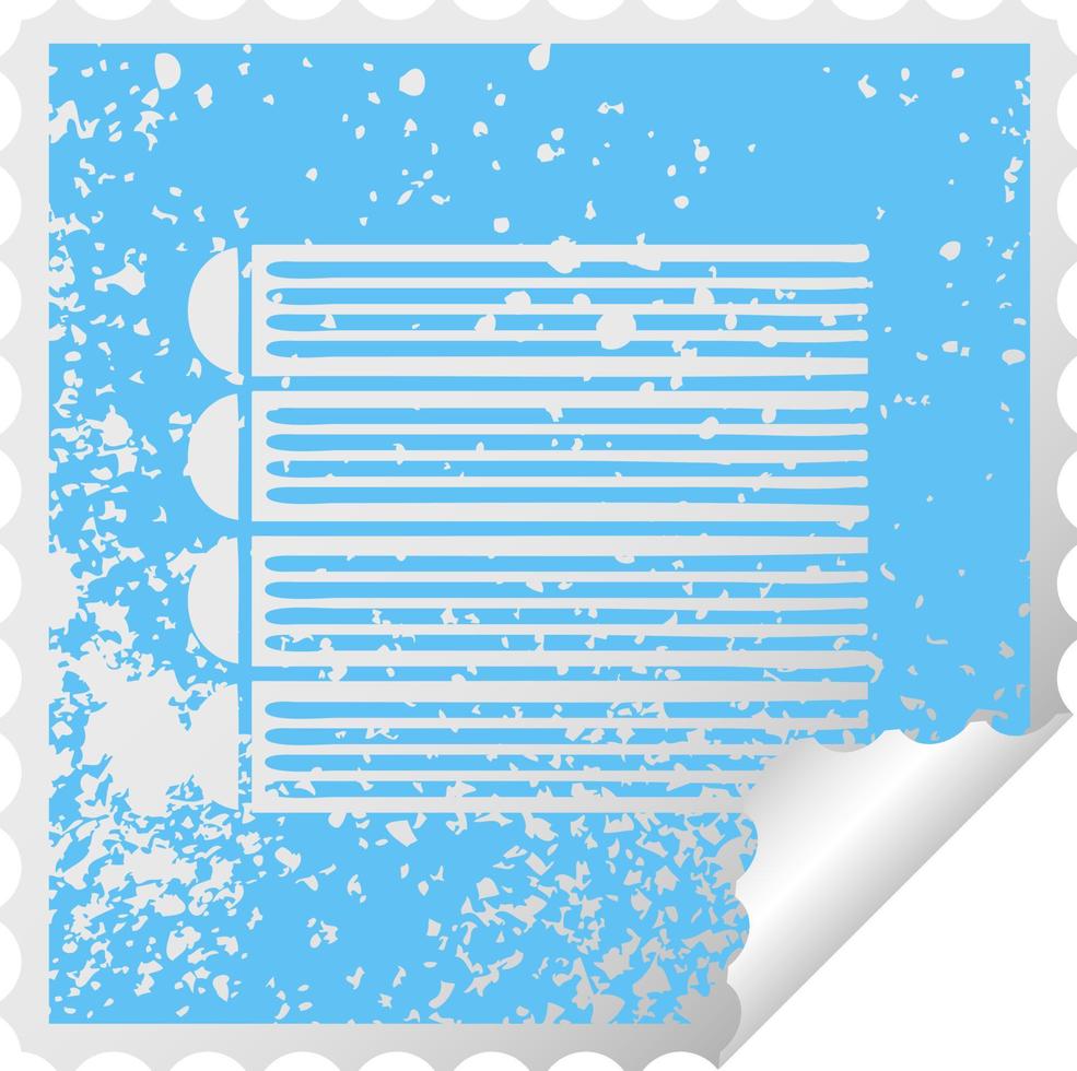 distressed square peeling sticker symbol stack of books vector