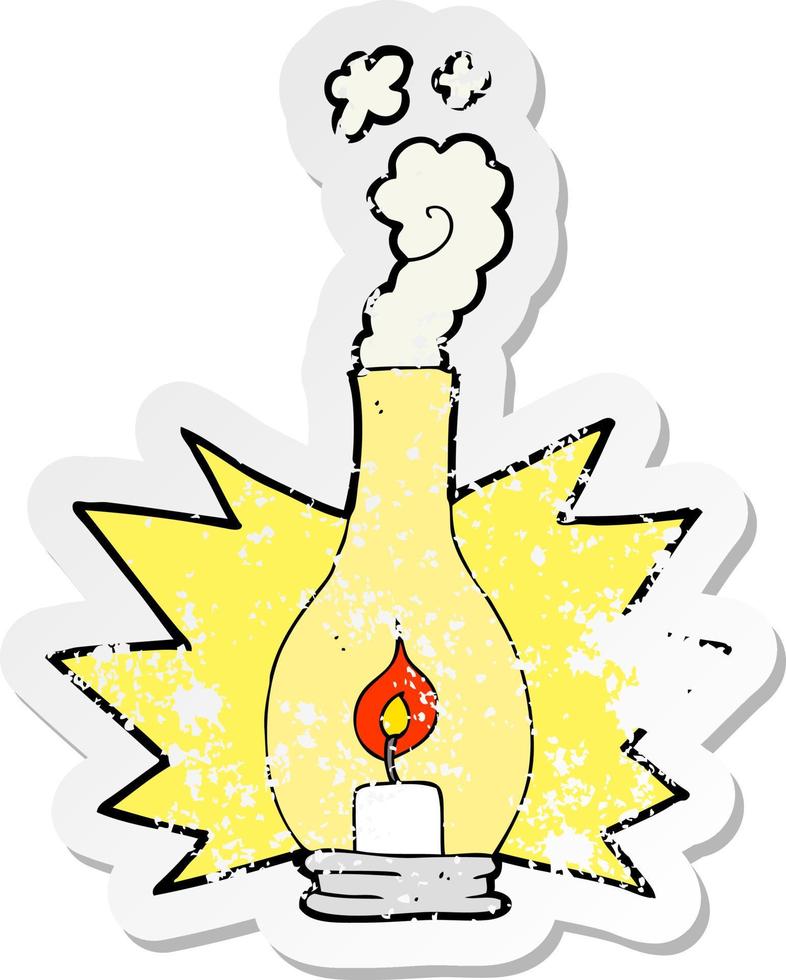 retro distressed sticker of a cartoon old glass lantern vector
