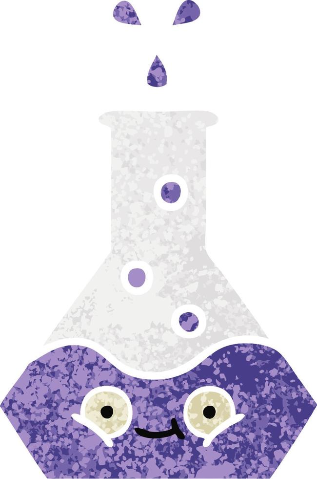 retro illustration style cartoon science beaker vector