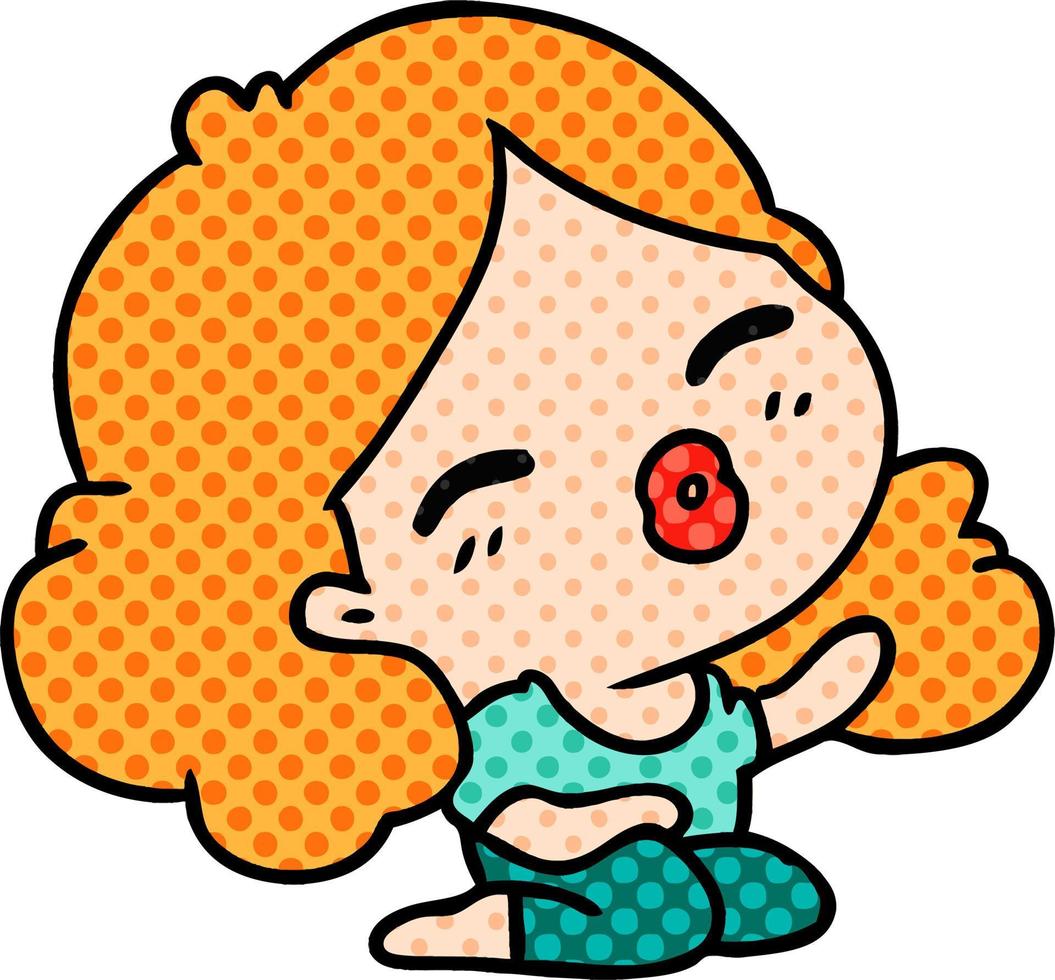 caricatura, de, lindo, kawaii, niña vector