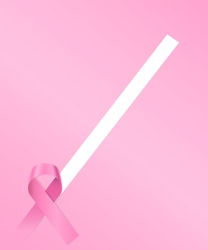 cinta brillante de seda rosa en apoyo de la ilustración del vector de la enfermedad del cáncer de mama aislada en el fondo blanco