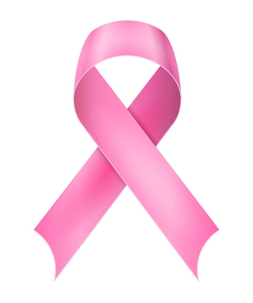 cinta brillante de seda rosa en apoyo de la ilustración del vector de la enfermedad del cáncer de mama aislada en el fondo blanco