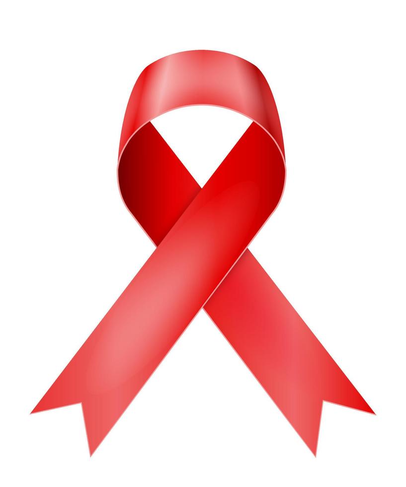 red silk shiny ribbon in support of aids disease vector illustration isolated on white background