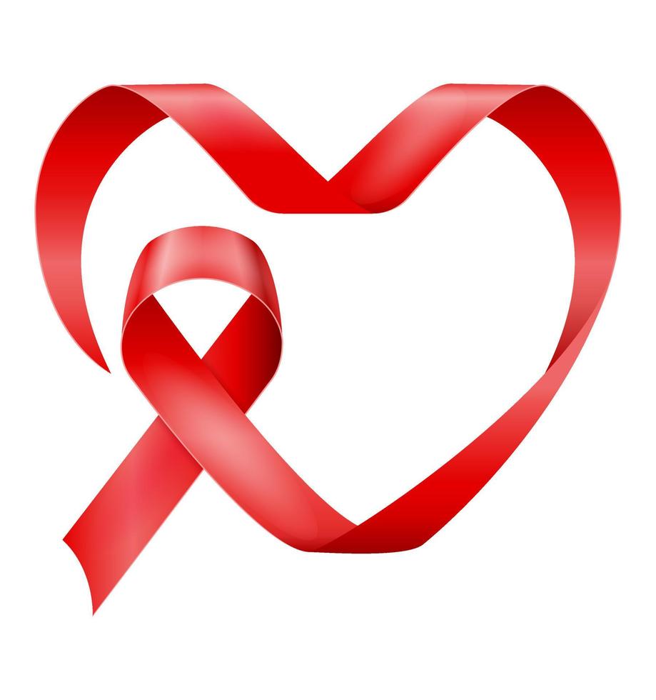 red silk shiny ribbon in support of aids disease vector illustration isolated on white background