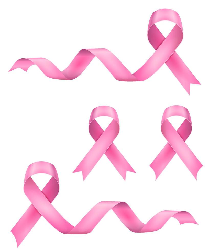 cinta brillante de seda rosa en apoyo de la ilustración del vector de la enfermedad del cáncer de mama aislada en el fondo blanco