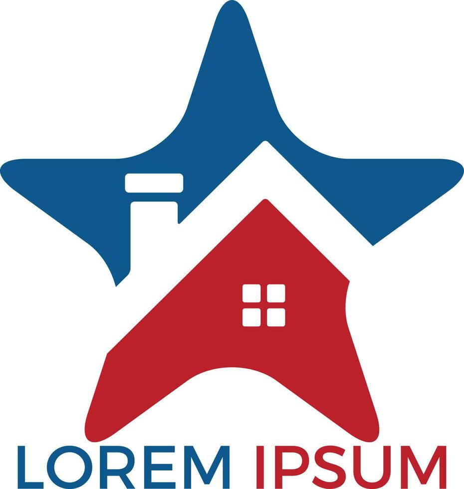 Star Shape home Real Estate logo design. Property and Construction Logo design. Real estate service, construction, Growth house, arrow up home concept. vector