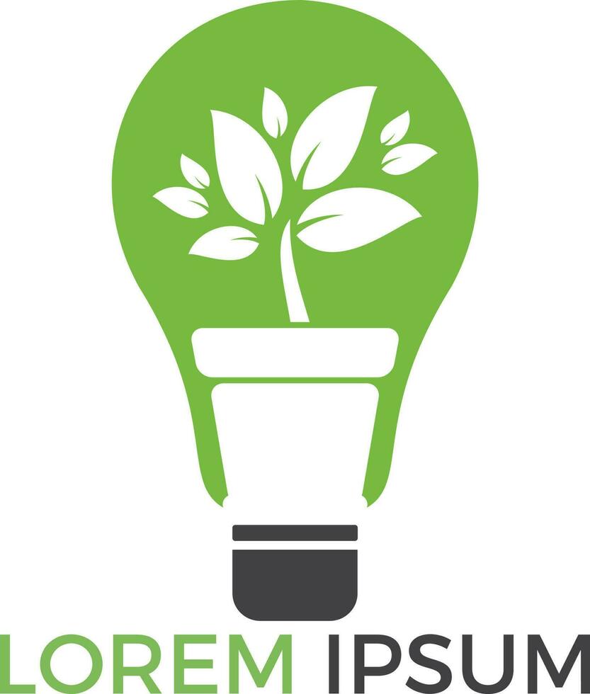 Light bulb and plant in a pot concept logo design. concept icon of education, light bulb, science. vector