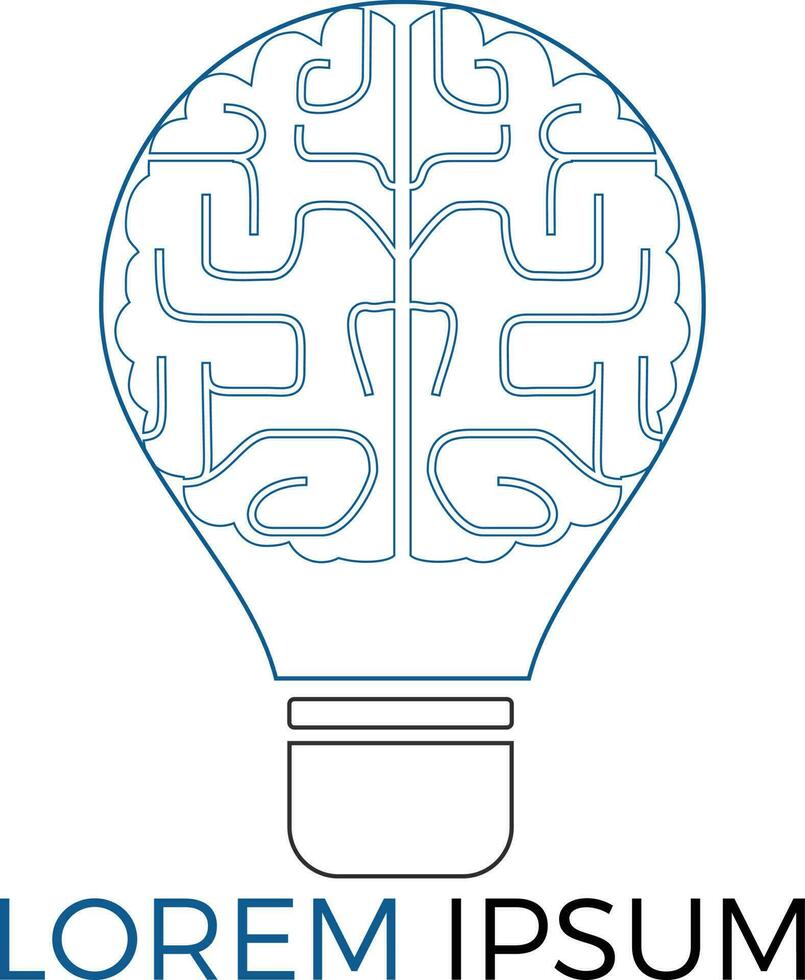 Bulb and brain logo design. Creative light bulb idea brain vector icon.