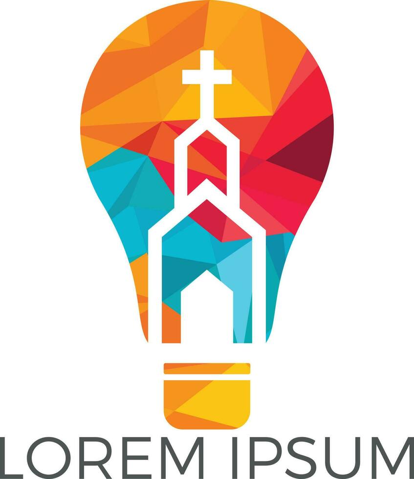 diseño del logo de la iglesia. diseño del logo del ministerio para la iglesia. la lámpara de jesucristo. signo de la lámpara de dios. vector