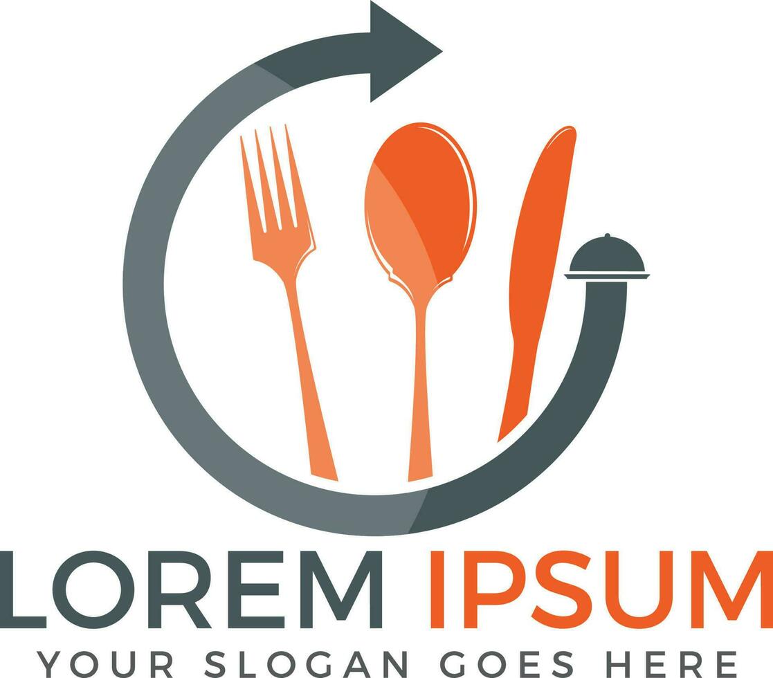 Food Logo design. Knife, Fork and Spoon Logo. vector