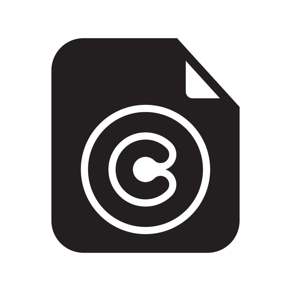 icono de archivos de copyright estilo sólido vector