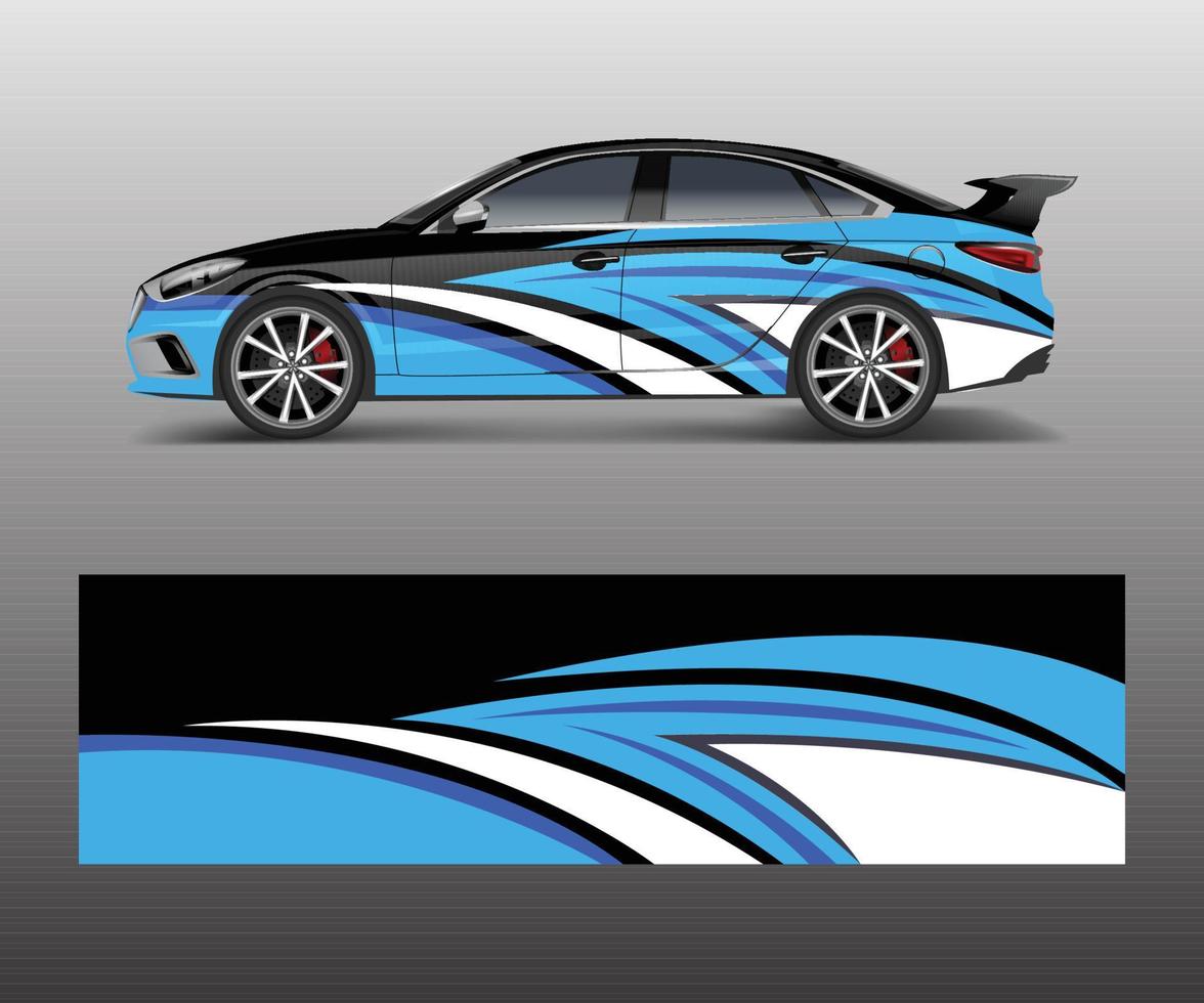 Racing car wrap. abstract strip shapes for Company car wrap, sticker, and decal template design vector