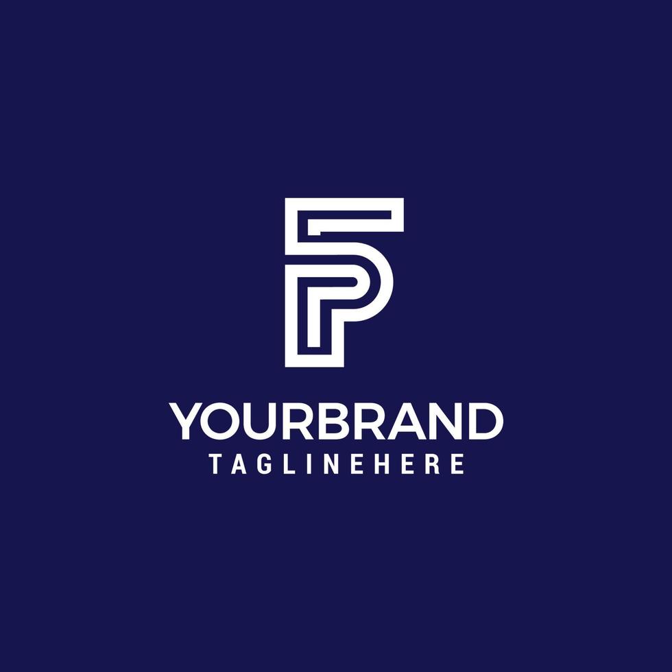 Letter FP Monogram Logo Line Design Template Vector