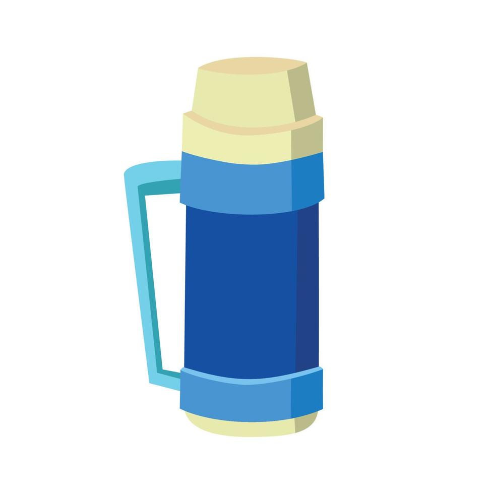 Vector illustration of a blue water bottle thermos, on a white background