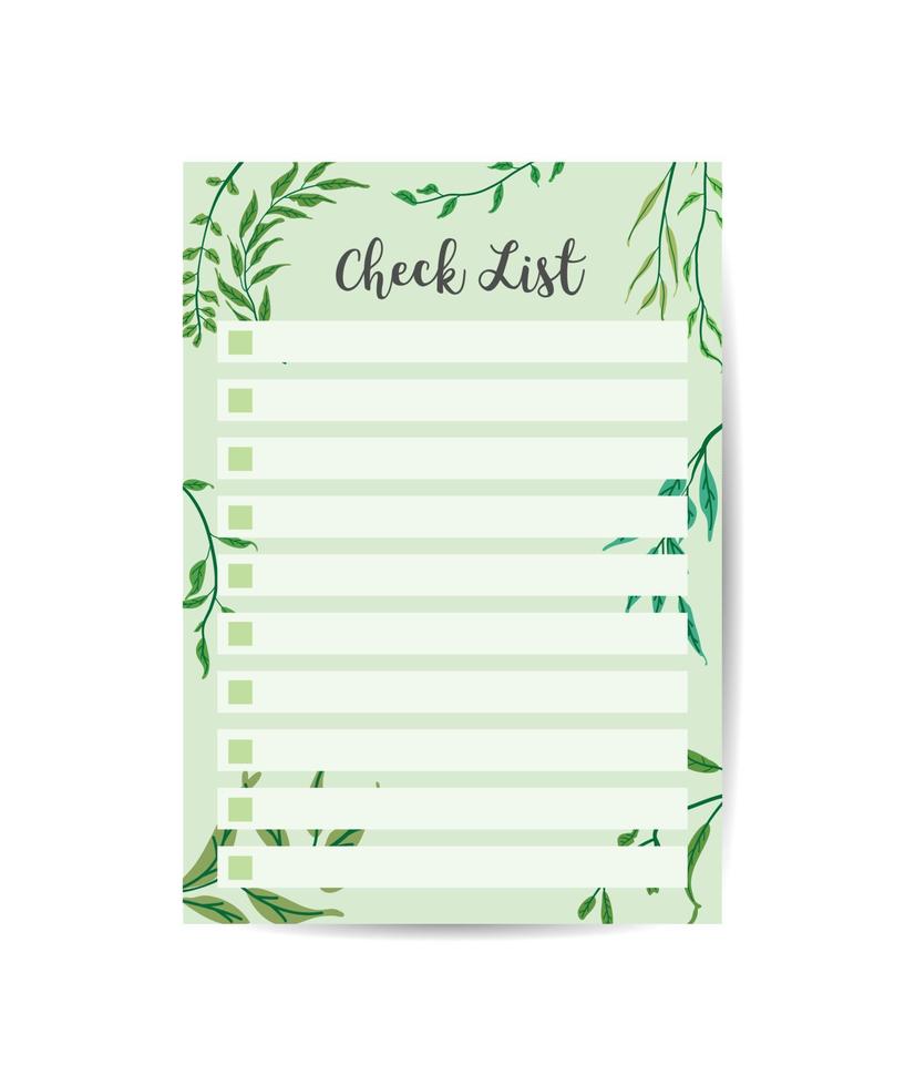 vector check list decorated with floral illustration vector