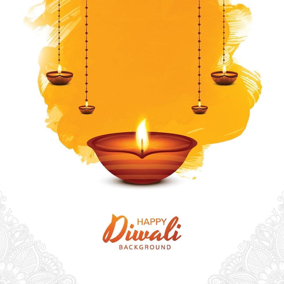 Indian religious festival diwali lamps card background vector