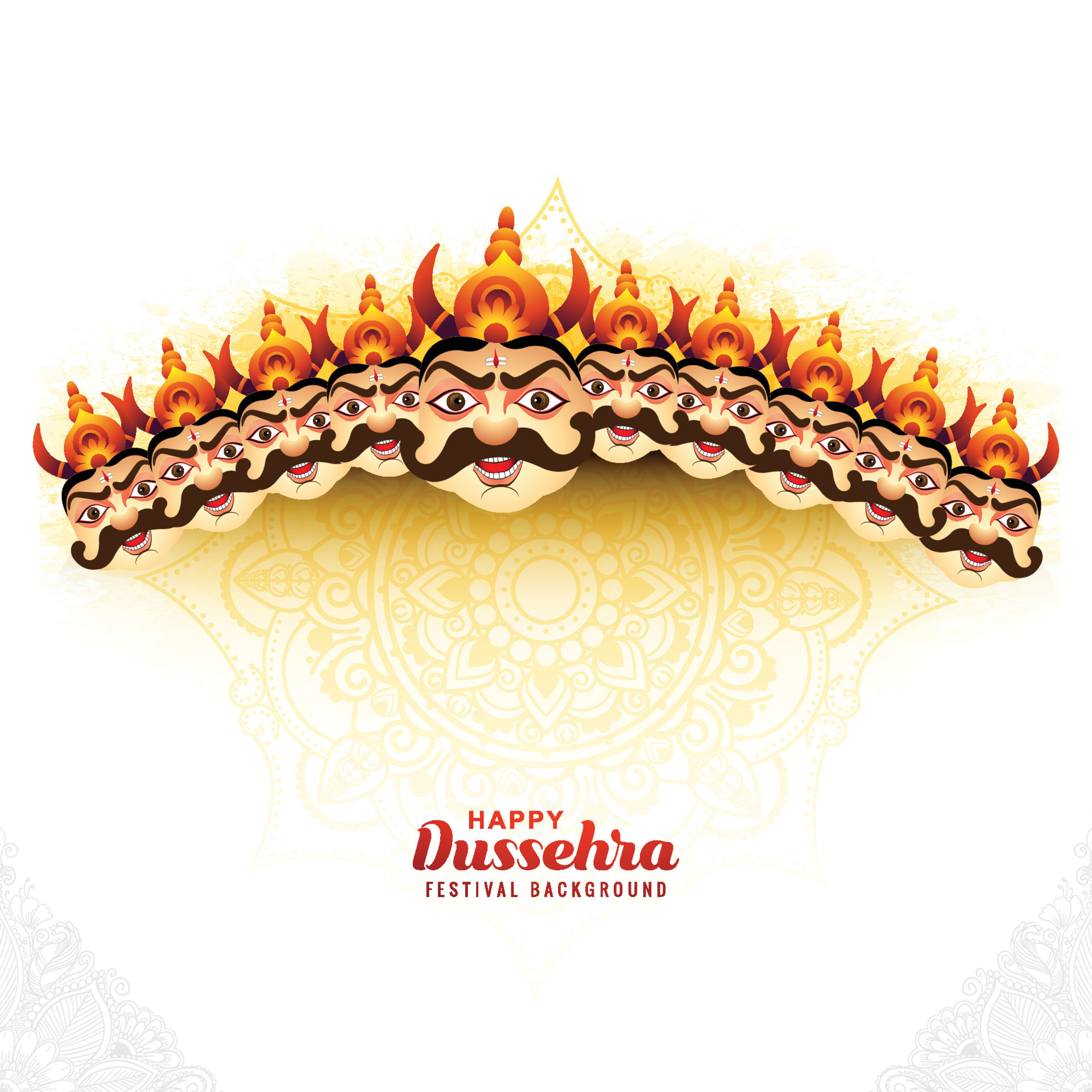 Happy dussehra celebration angry ravan with ten heads and bow card  background 11714071 Vector Art at Vecteezy