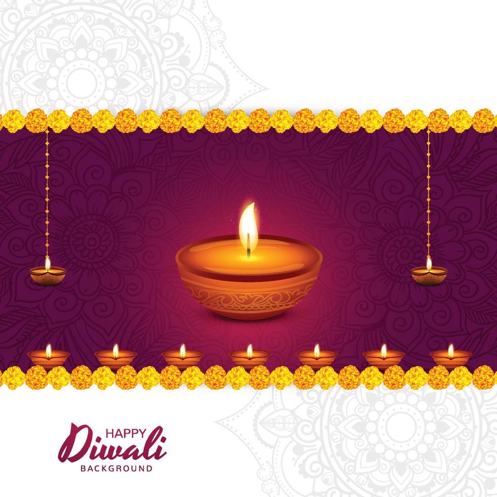 Happy diwali festival background with decorative floral design vector