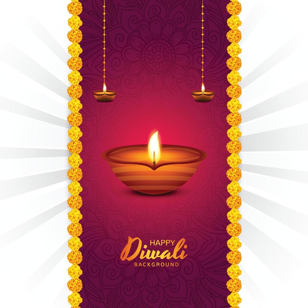 Indian religious festival diwali lamps card background vector