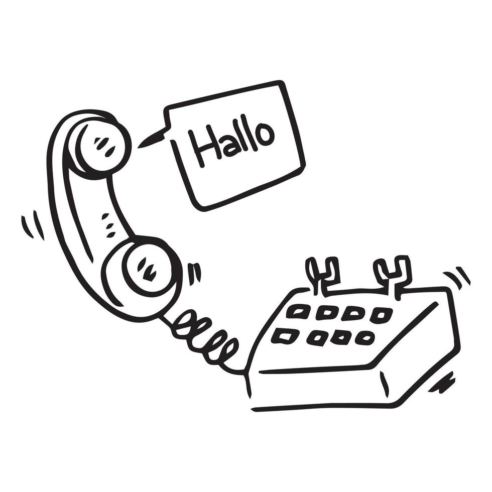 old telephone hand drawing. vector illustration