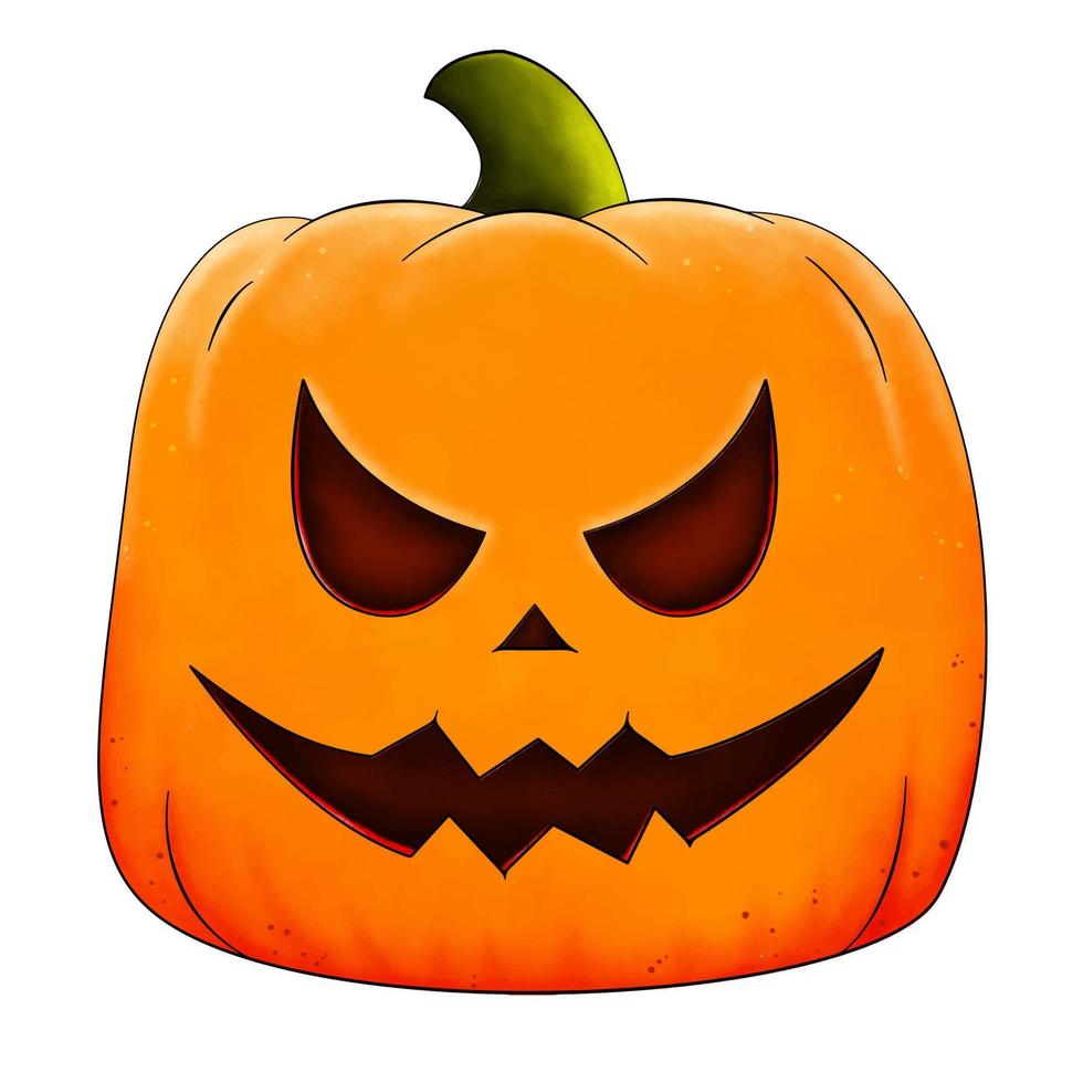 Realistic Halloween pumpkin vector. A happy face. Vector illustration on white background