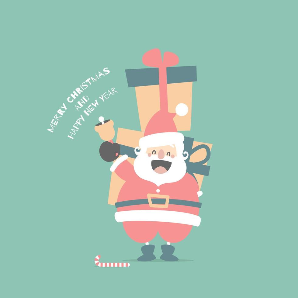 merry christmas and happy new year with cute santa claus and snowman in the winter season, flat vector illustration cartoon character costume design