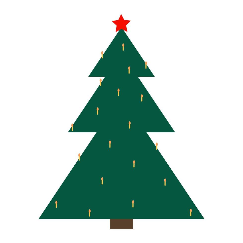Christmas tree with lots of burning candles. Christmas symbol vector