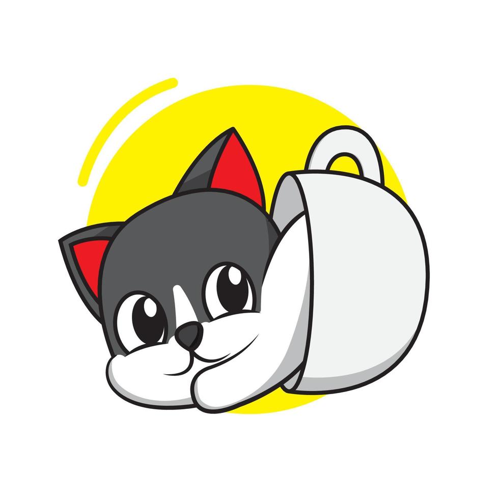 cartoon kitten in cup vector