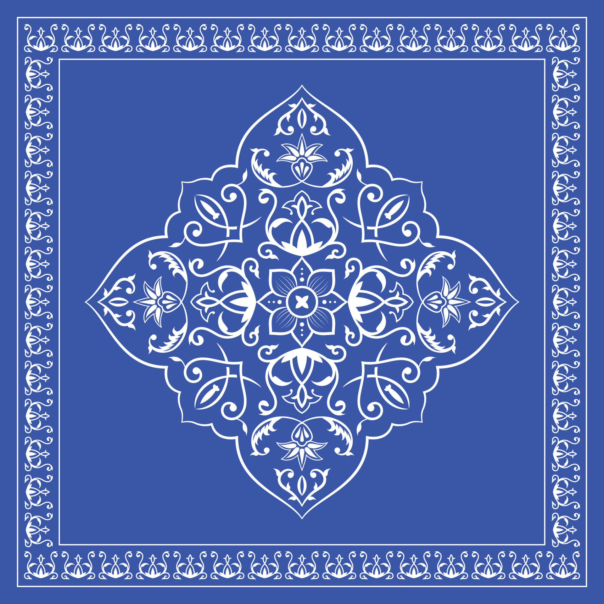 Damask rug pattern floral frame bandana shawl, hijab, neck scarf