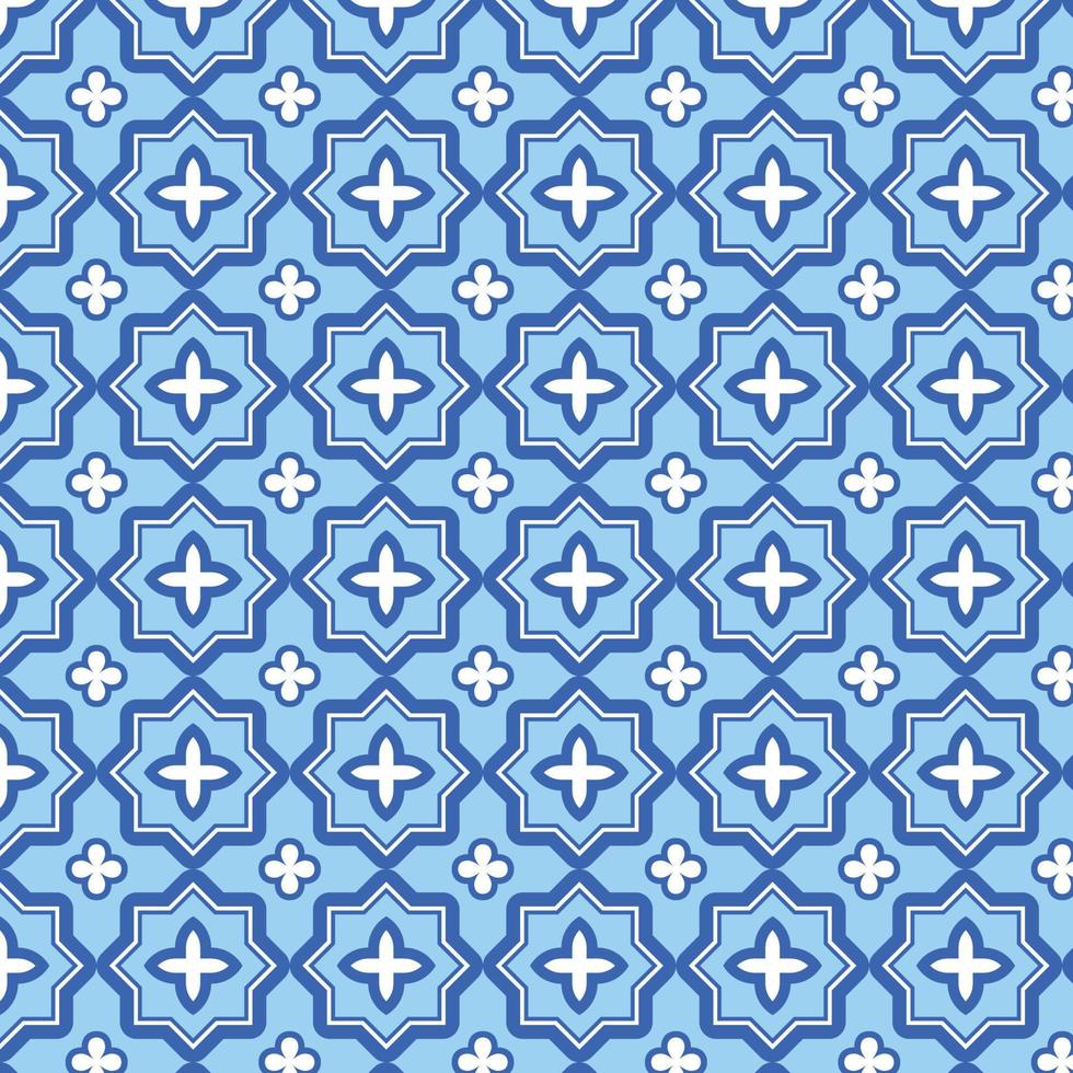Seamless Islamic moroccan style geometric blue tile pattern vector