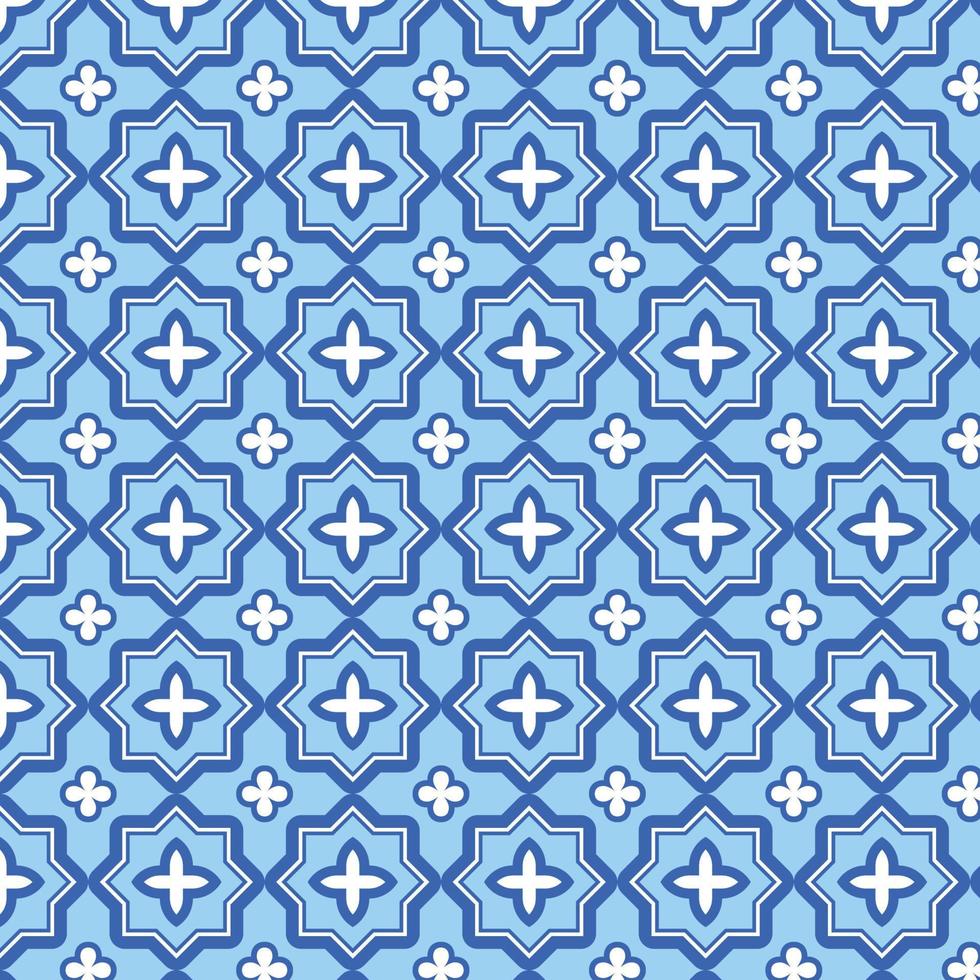 Seamless Islamic moroccan style geometric blue tile pattern vector