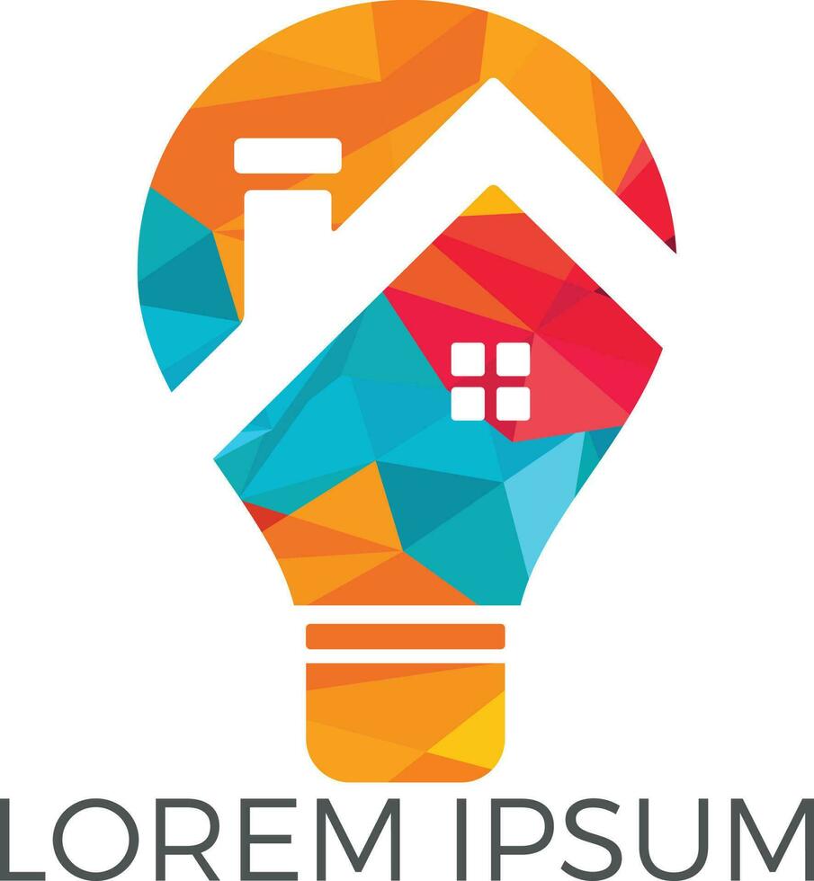 Smart house logo design. Light bulb with house logo. Concept for smart intellectual house. vector