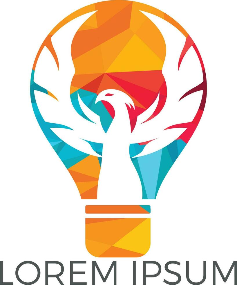 diseño del logotipo de la bombilla de luz fénix. diseño de concepto de idea creativa. vector