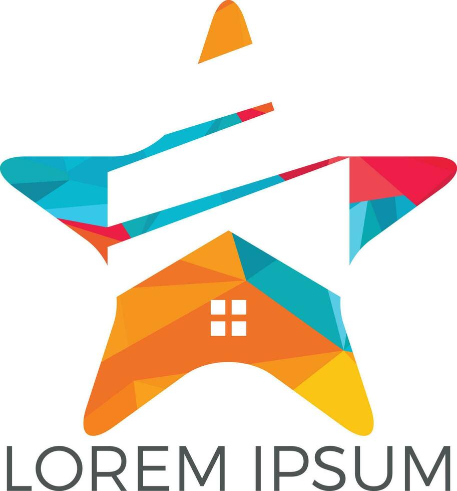 Star Shape home Real Estate logo design. Property and Construction Logo design. Real estate service, construction, Growth house, arrow up home concept. vector