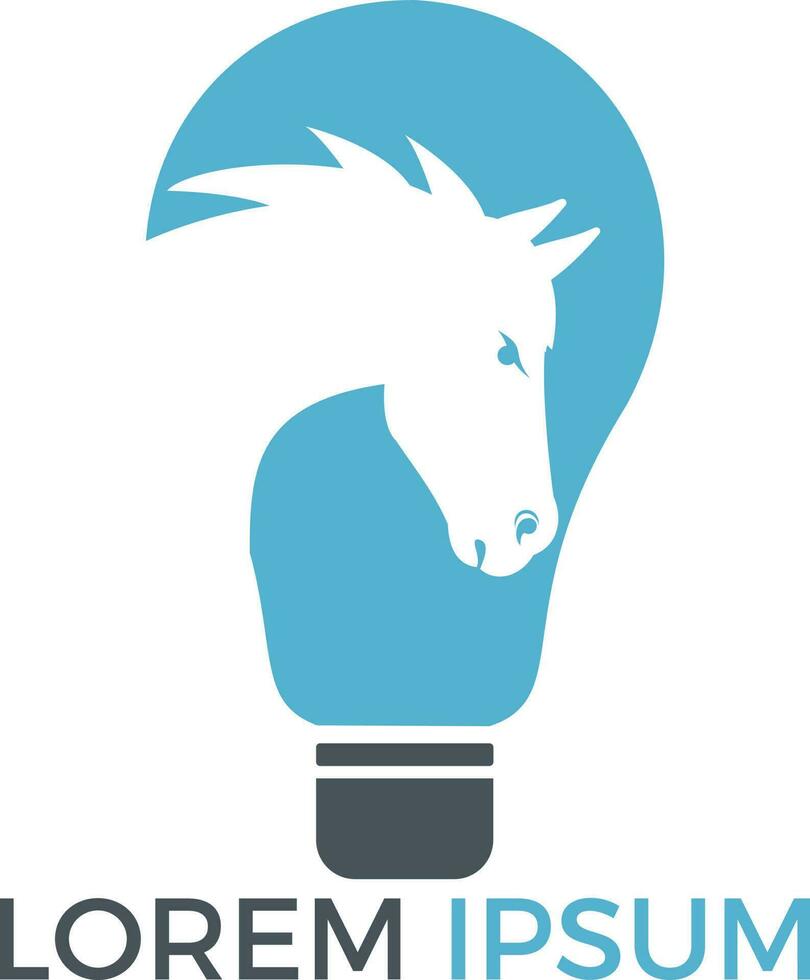 Light bulb and Horse logo design. Wild ideas logo concept. vector