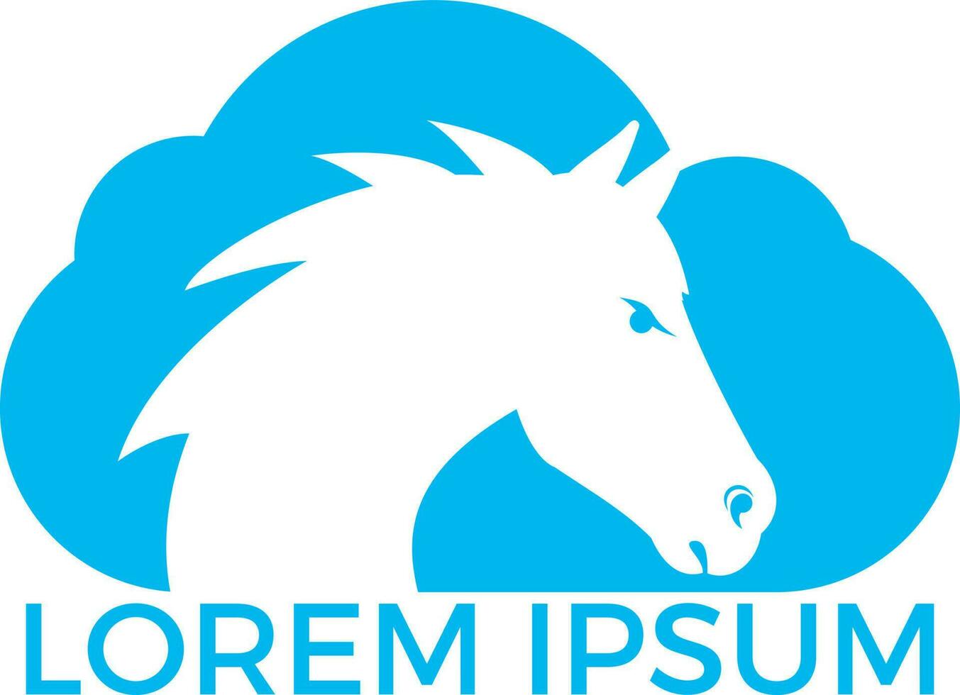 diseño de logotipo de cabeza de caballo y nube. vector