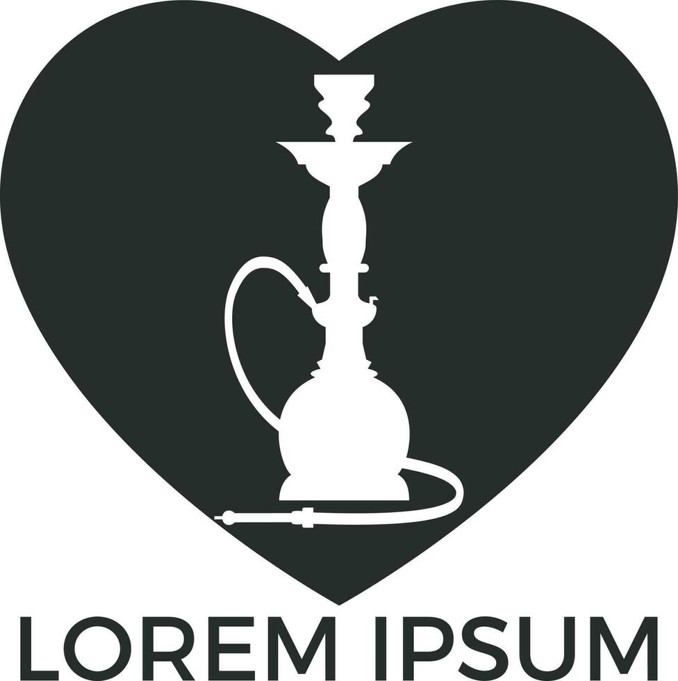 Hookah Heart logo design. Vintage sheesha logo. Lounge cafe emblem. Arabian bar or house, shop vector design template.