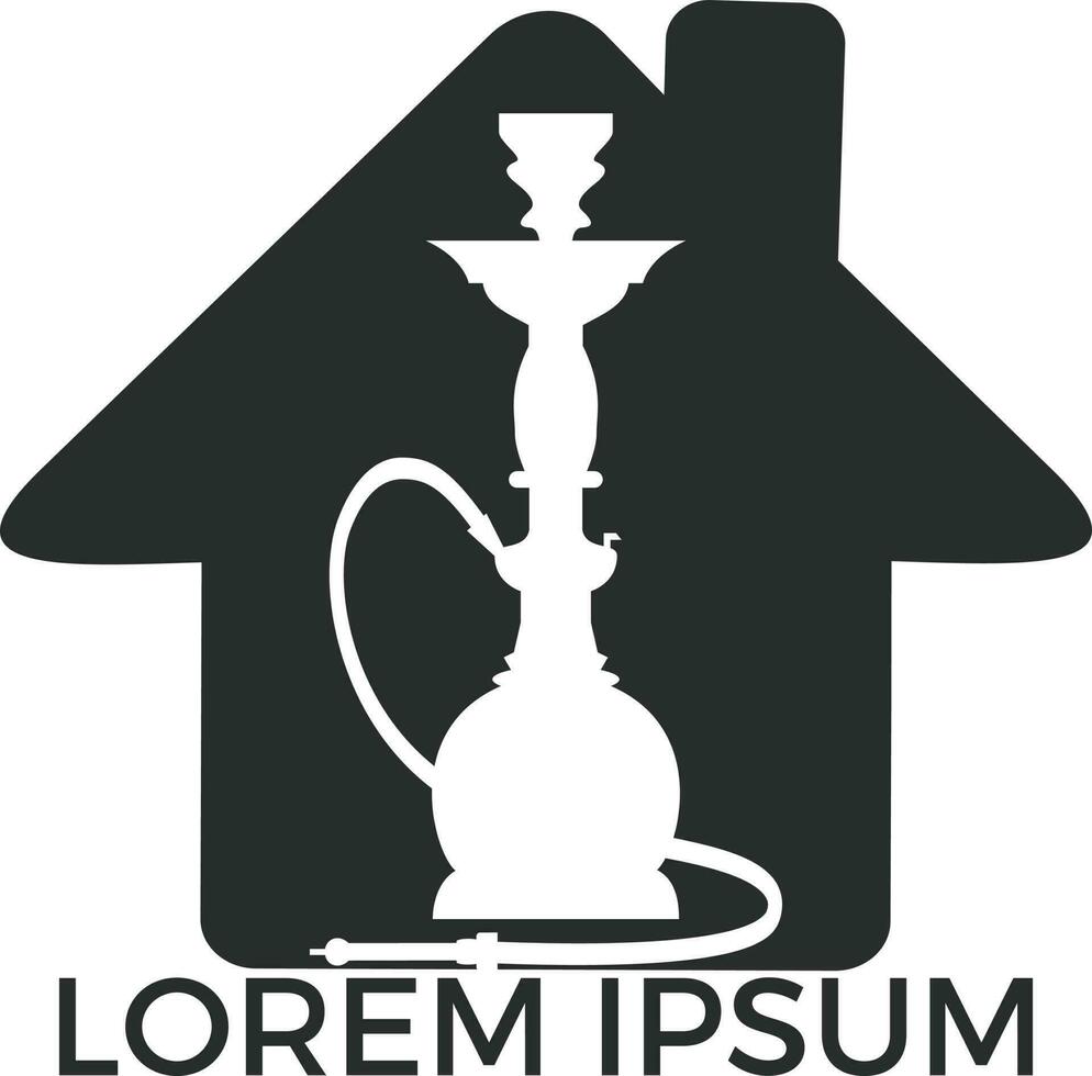 Hookah House logo design. Vintage sheesha logo. Lounge cafe emblem