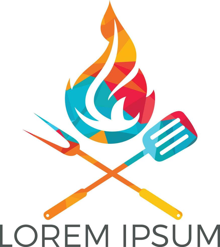 Barbecue logo design. Fresh Steak logo design. Steak and Barbecue Grill icon. vector