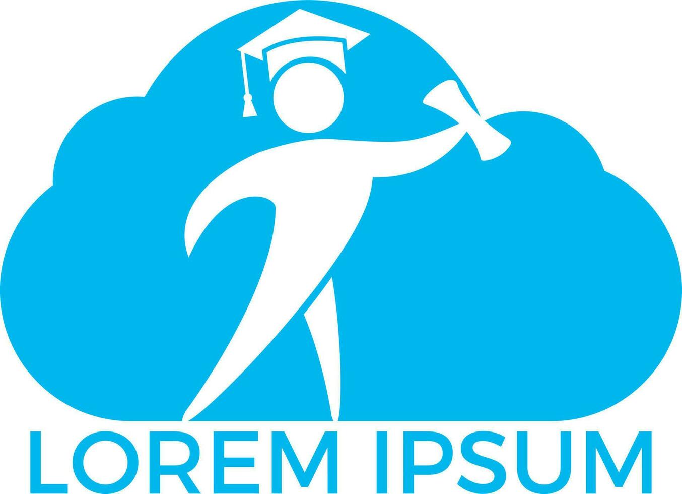 Student and cloud logo design. E-learning concept template. vector