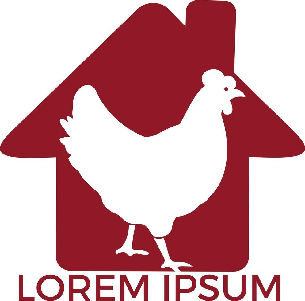 concepto de logotipo de la casa de granja de pollos. vector