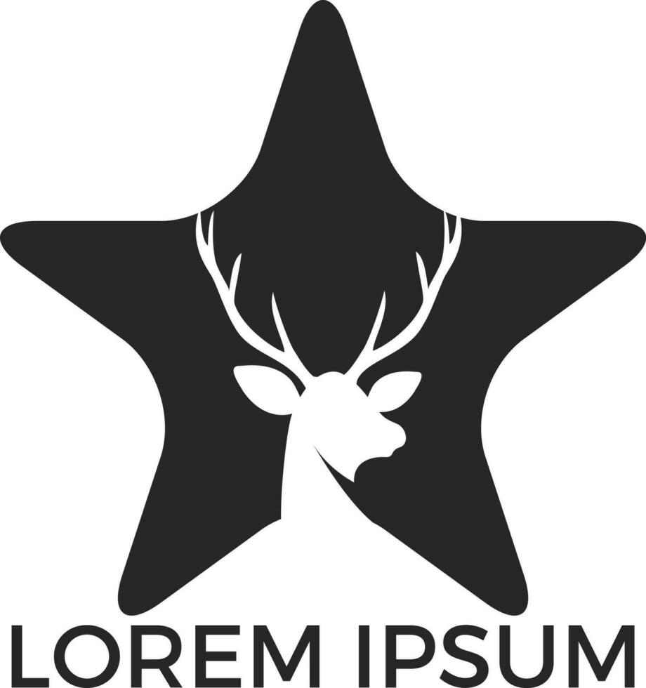 diseño de logotipo en forma de estrella de ciervo. diseño de logotipo de vector de alce creativo.