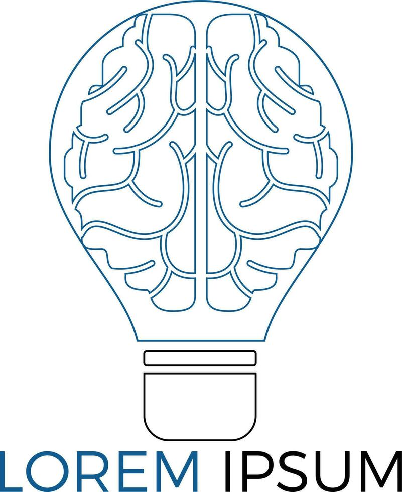 Bulb and brain logo design. Creative light bulb idea brain vector icon.